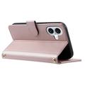iPhone 17 Luxury tikattu lompakkokotelo - Ruusukulta