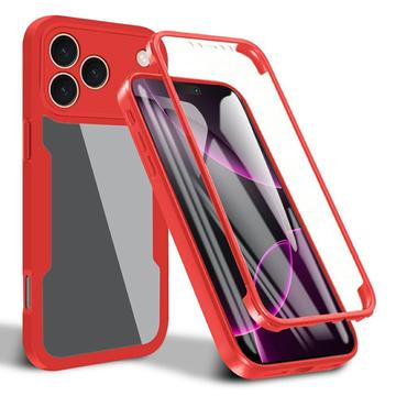 iPhone 17 Pro 360 Suojaussarja Kotelo - Punainen / Selkeä