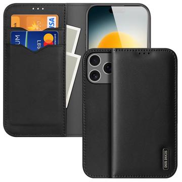 iPhone 17 Pro Dux Ducis Hivo Lompakkomallinen Nahkakotelo - Musta