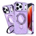 iPhone 17 Pro Glitter Hybridikotelo potkukiinnikkeellä - MagSafe-yhteensopiva - Violetti