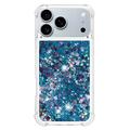 iPhone 17 Pro Glitter Quicksand TPU-kotelo - Siniset sydämet