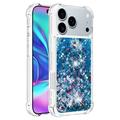 iPhone 17 Pro Glitter Quicksand TPU-kotelo - Siniset sydämet