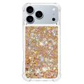 iPhone 17 Pro Glitter Quicksand TPU-kotelo - kultaiset sydämet