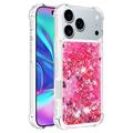iPhone 17 Pro Glitter Quicksand TPU-kotelo - vaaleanpunaiset sydämet
