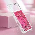 iPhone 17 Pro Glitter Quicksand TPU-kotelo - vaaleanpunaiset sydämet