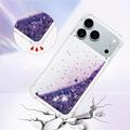 iPhone 17 Pro Glitter Quicksand TPU kotelo - violetti sydämet