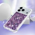 iPhone 17 Pro Glitter Quicksand TPU kotelo - violetti sydämet