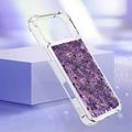 iPhone 17 Pro Glitter Quicksand TPU kotelo - violetti sydämet