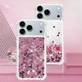 iPhone 17 Pro Glitter Quicksand TPU kotelo - Ruusukultaiset sydämet