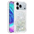 iPhone 17 Pro Glitter Quicksand TPU kotelo - hopea sydämet