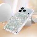 iPhone 17 Pro Glitter Quicksand TPU kotelo - hopea sydämet
