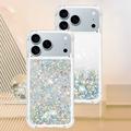 iPhone 17 Pro Glitter Quicksand TPU kotelo - hopea sydämet