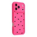 iPhone 17 Pro Sydänkuvioinen iskunkestävä TPU-kotelo kohoreunoilla - Kuuma Pinkki