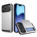 iPhone 17 Pro Hybridikotelo Liukuvalla Korttipaikalla - Hopea