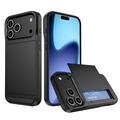iPhone 17 Pro Hybridikotelo Liukuvalla Korttipaikalla - Musta