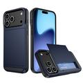 iPhone 17 Pro Hybridikotelo Liukuvalla Korttipaikalla - Tummansininen