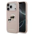 iPhone 17 Pro Karl Lagerfeld Double Heads MagSafe Nestemäinen silikonikotelo - vaaleanpunainen