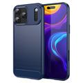 iPhone 17 Pro Max Harjattu TPU Suojakuori - Hiilikuitu - sininen