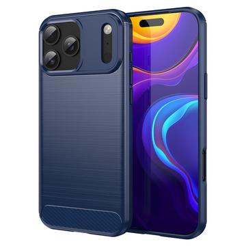 iPhone 17 Pro Max Harjattu TPU Suojakuori - Hiilikuitu - sininen