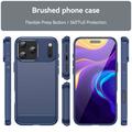 iPhone 17 Pro Max Harjattu TPU Suojakuori - Hiilikuitu - sininen