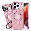 iPhone 17 Pro Max Glitter -hybridikotelo, jossa potkukiinnike - MagSafe-yhteensopiva - vaaleanpunainen