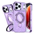 iPhone 17 Pro Max Glitter Hybridikotelo potkukiinnikkeellä - MagSafe-yhteensopiva - Violetti