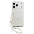 iPhone 17 Pro Max Guess IML Flowers Allover Electro Kotelo Pearl Hihna - MagSafe yhteensopiva - Valkoinen