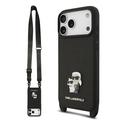 iPhone 17 Pro Max Karl Lagerfeld Saffiano Crossbody Metal Karl & Choupette Kotelo - Musta