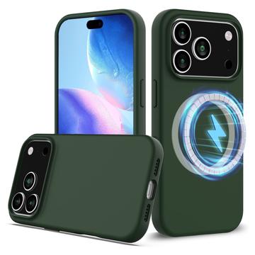 iPhone 17 Pro Max Nestemäinen Silikoni Suojakuori - MagSafe-yhteensopiva - Tummanvihreä