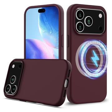 iPhone 17 Pro Max Nestemäinen Silikoni Suojakuori - MagSafe-yhteensopiva - Viininpunainen