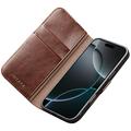 iPhone 17 Pro Max Qialino Classic Lompakkomallinen Nahkakotelo - Tummanruskea