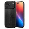 iPhone 17 Pro Max Spigen Enzo Aramid T Mag kotelo - MagSafe-yhteensopiva - Musta / Hopea