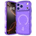 iPhone 17 Pro Max Wave-Edge Laser Glitter MagSafe kotelo - Läpikuultava violetti