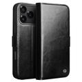 iPhone 17 Pro Qialino Classic Lompakkomallinen Nahkakotelo - Musta