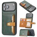 iPhone 17 Pro Retro Style Kotelo Lompakolla - Vihreä