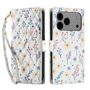 iPhone 17 Pro Rombinen kukkakuvioinen lompakkokotelo
