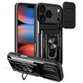 iPhone 17 Pro Pyörivä Rengashybridikotelo Kamerasuojalla - Musta