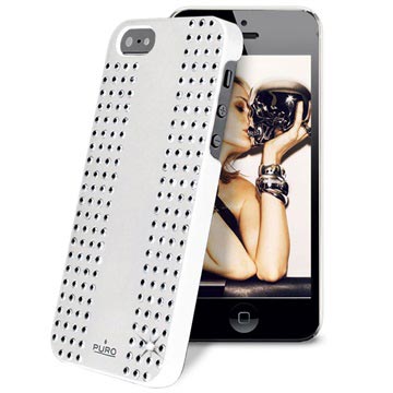 iPhone 5 / 5S / SE Puro Rock Round Studs Kotelo (Avoin pakkaus - Erinomainen) - Valkoinen