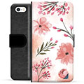 iPhone 5/5S/SE Premium Lompakkokotelo - Vaaleanpunaiset Kukat