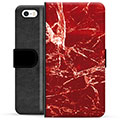 iPhone 5/5S/SE Premium Lompakkokotelo - Punainen Marmori