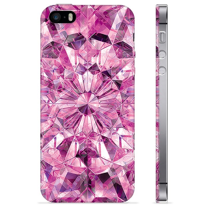 iPhone 5/5S/SE TPU Suojakuori - Vaaleanpunainen Kristalli