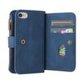 iPhone 6/7/8/SE (2020)/SE (2022) Flip Cover -suojus, jossa on hihna, lompakko- ja korttipidikkeet - sininen