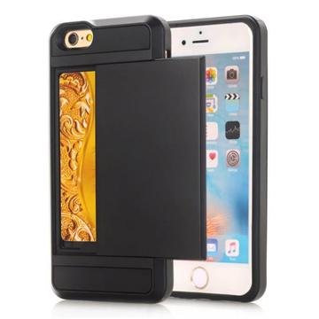 iPhone 7/8/SE (2020)/SE (2022) Hybridikotelo Liukuvalla Korttipaikalla - Musta