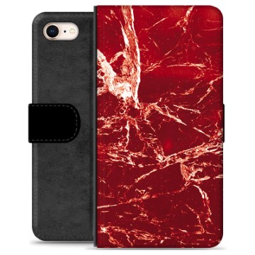 iPhone 7/8/SE (2020) Premium Lompakkokotelo - Punainen Marmori