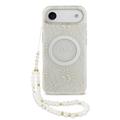 iPhone Air Guess IML Flowers Allover Electro Kotelo Pearl Hihna - MagSafe yhteensopiva - Valkoinen