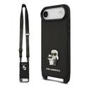iPhone Air Karl Lagerfeld Saffiano Crossbody Metal Karl & Choupette Kotelo - Musta