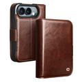 iPhone Duo Qialino Classic Lompakkomallinen Nahkakotelo - Tummanruskea