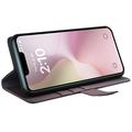 iPhone 16e Nahkainen Lompakkokotelo Jalustalla - Ruskea