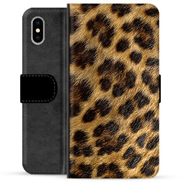 iPhone X / iPhone XS Premium Lompakkokotelo - Leopardi