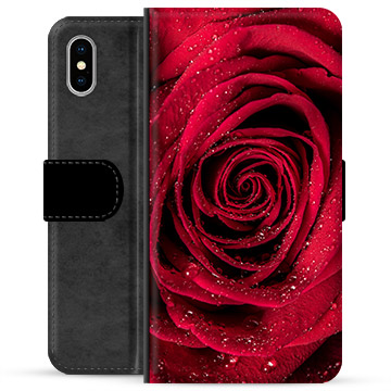 iPhone X / iPhone XS Premium Lompakkokotelo - Ruusu
